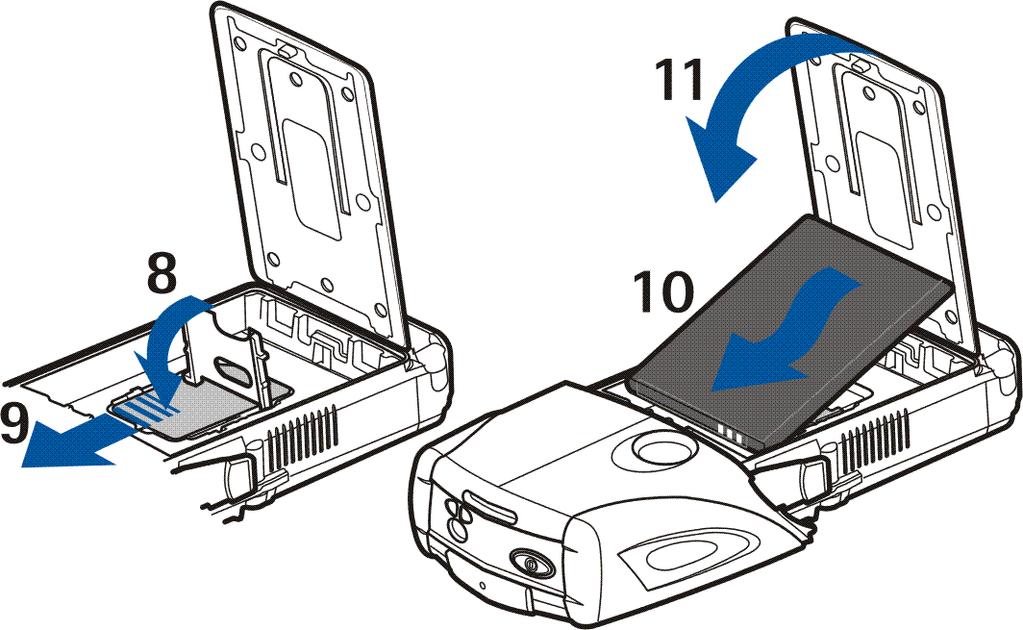 Faça deslizar a tampa do suporte do cartão SIM na direcção da extremidade inferior do telefone até que a mesma se solte (5). Abra a tampa do suporte do cartão SIM (6). Insira o cartão SIM no suporte.
