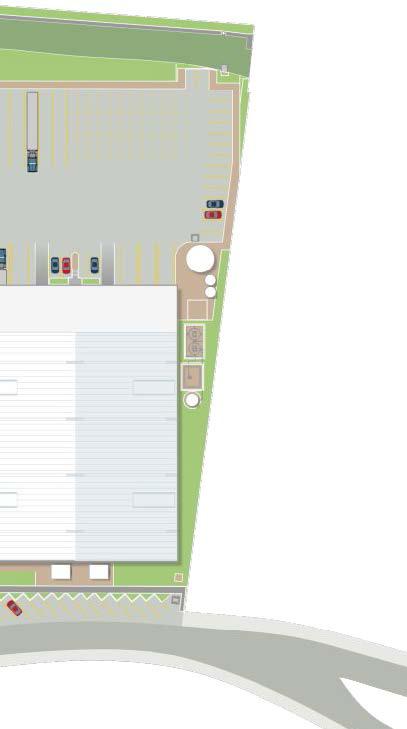 Layout do empreendimento 1- Estacionamento interno de carretas 2- Estacionamento interno de carros 3- Caixa d água 4- Sub estações de energia 5- Estacionamento externo 6- Estacionamento