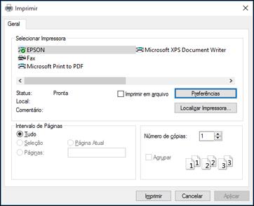 Você verá a janela do aplicativo de impressão, como esta: 2.