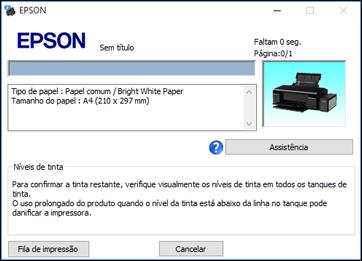 Como verificar o estado da impressão - Windows Durante a impressão, você verá esta janela mostrando o progresso do trabalho de impressão. Permite que você controle a impressão.