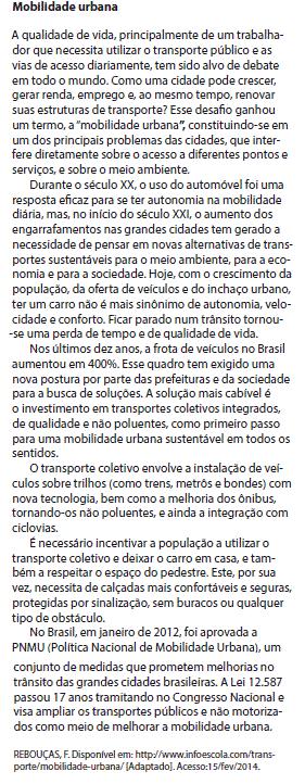 Considere os trechos extraídos do texto: I.