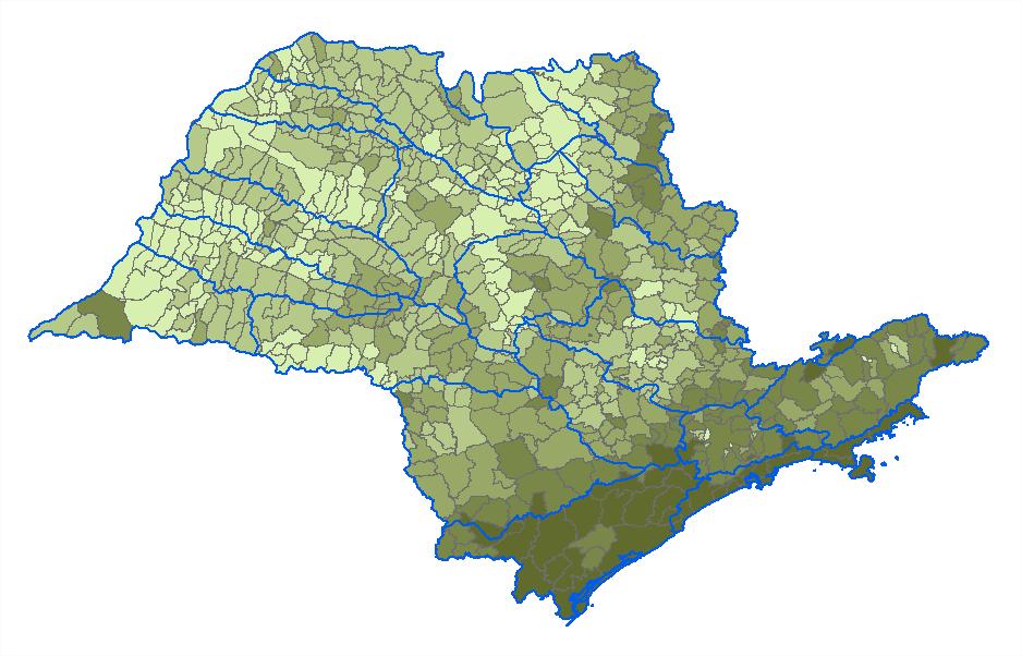 % vegetação nativa (IF) por município Legenda