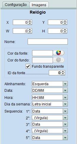 AGT IHM DESIGNER (2.8.3) Rev 2 22 3.10 Relógio Esse componente permite adicionar um relógio de tempo real. É permitido utilizar até 5 componentes de Relógio em uma mesma tela.