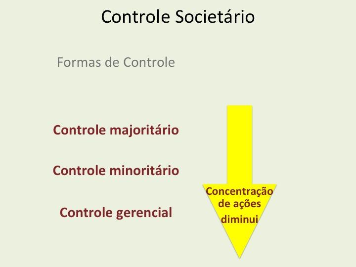 O primeiro diz respeito a possuir maioria absoluta do capital social com direito a voto, geralmente prevalente em países com alto grau de concentração acionária 1.