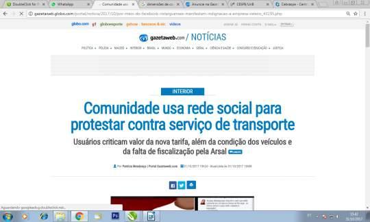 No site da Gazeta de