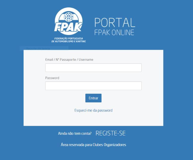 1. REGISTO NO PORTAL ONLINE Caso não possua conta no Portal Online deverá proceder ao registo, conforme indicado de seguida: Acesso em: portal.fpak.