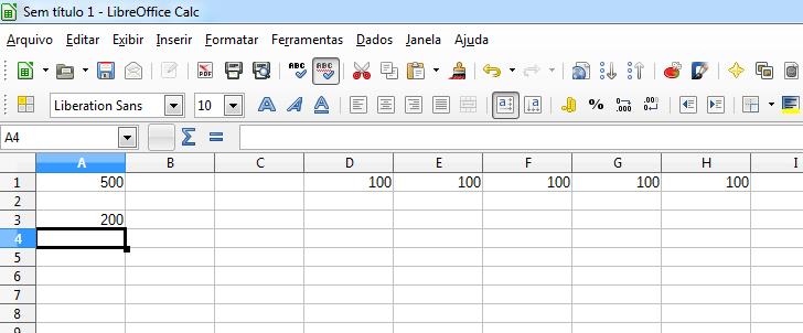 FÓRMULAS A outra forma de se inserir uma fórmula em uma célula é digitando-a.