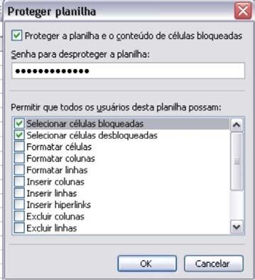 8. Na janela que aparecer coloque uma Senha (não vá esquecê-la hein) e, logo abaixo, marque ou não as opções que você deseja liberar para outros usuários.