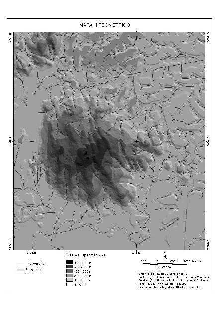 Figura 2- Mapa hipsométrico mostrando as diferenças de