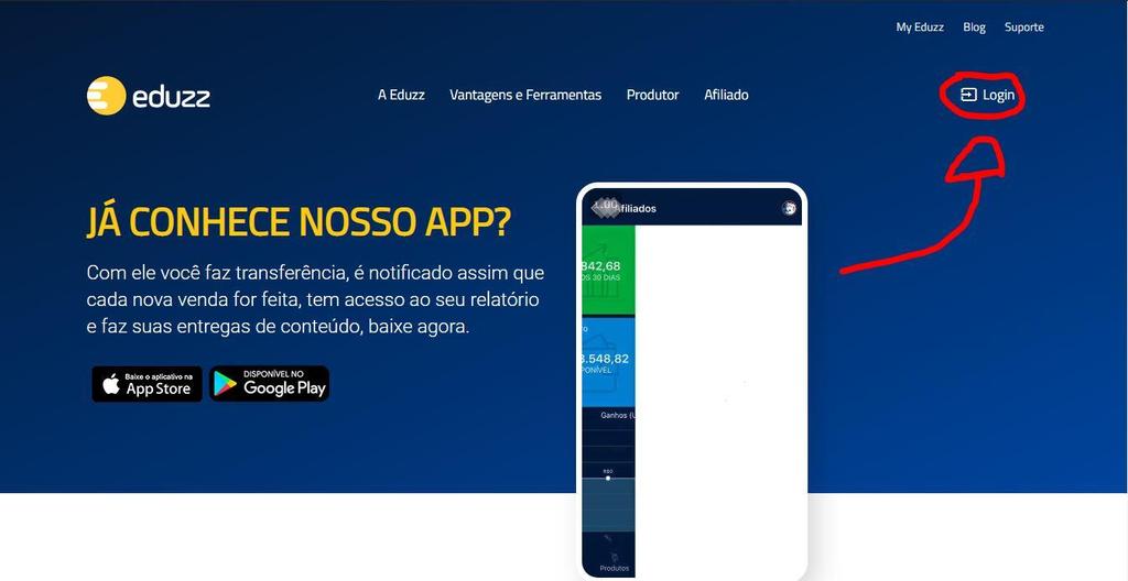 EDUZZ: Para se cadastrar na eduzz é praticamente igual as outros plataformas, e bem fácil também. 1. Basta Acessar aqui o site da edduz: https://www.eduzz.com/ e clique em Login. 2.