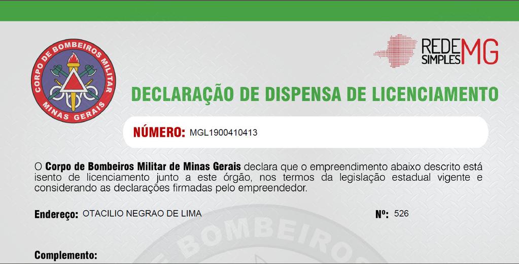 PROCEDIMENTOS FINAIS Exemplo: Declaração de dispensa de