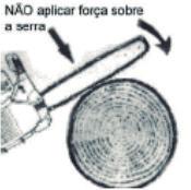 o corte. O corte sobre a madeira deve ocorrer com a força e movimento da corrente. É importante manter sempre a afiação da corrente em boas condições.