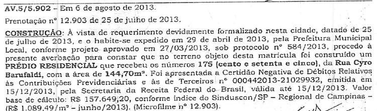 638-98 Endereço nº Complemento Rua Cyro