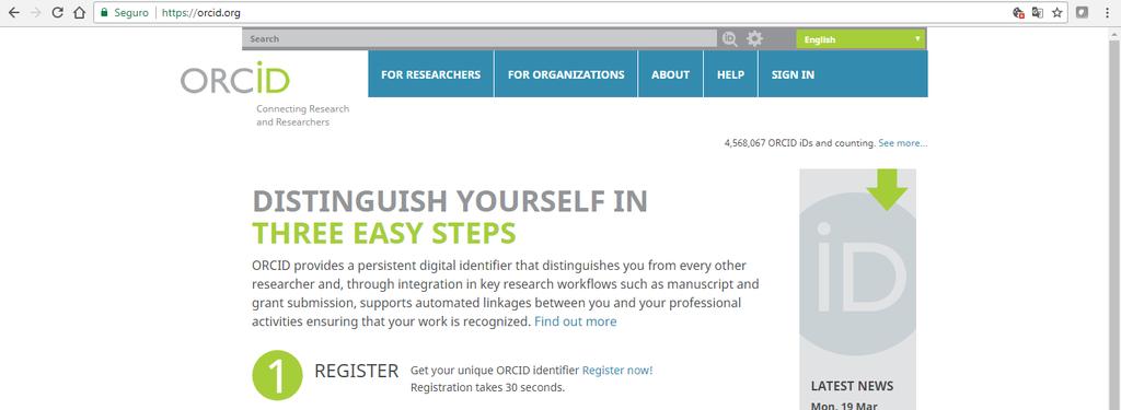 ORCID EM 3 PASSOS: 1/3 Agora que você já sabe basicamente o que é o ORCID,