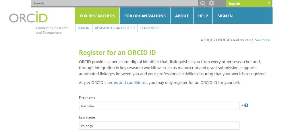 ORCID EM 3 PASSOS: 2/3 Para registrar seu ORCID, você