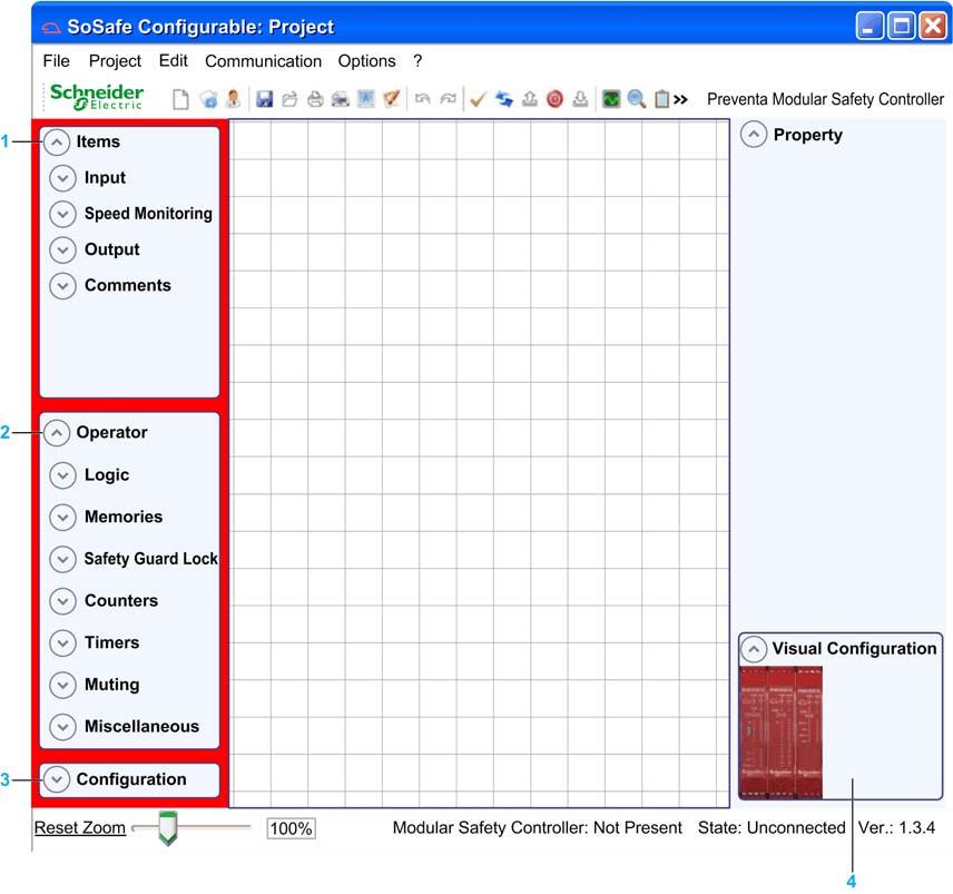 Criando um Projeto no Software SoSafe Configurable Apresentação das Janelas de ferramentas Descrição