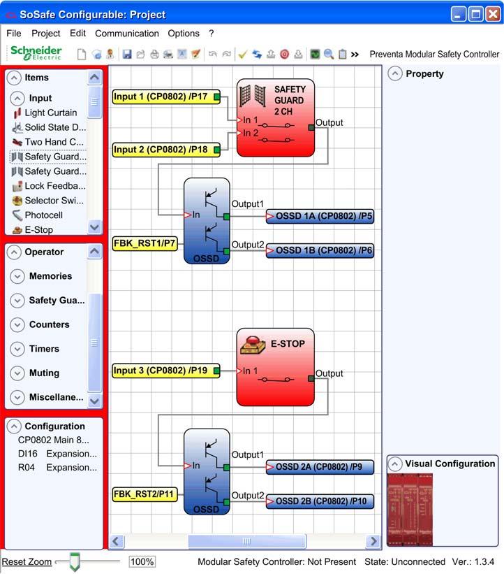 Criando um Projeto no Software SoSafe Configurable Exemplo de projeto Apresentação O gráfico abaixo apresenta um exemplo de projeto em que um controlador