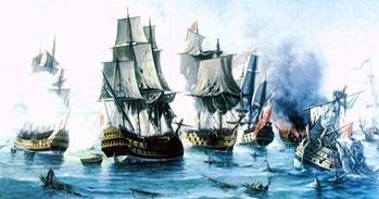 A Invencível Armada espanhola em 1588 Após a restauração de 1640 Portugal desiste das 3 praças que detinha anteriormente em Marrocos _Tânger é oferecida à Inglaterra em 1662, a soberania da Espanha