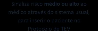 usual, para inserir paciente n Prtcl de TEV sim RISCO DE TEV?