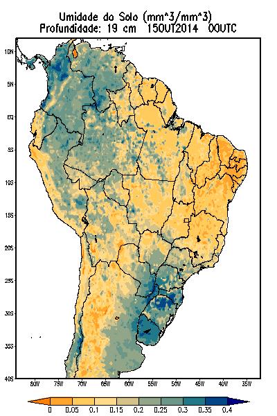 Figura 5 Umidade do solo (mm3/mm3) na profundidade de 9 cm Figura 6 Umidade do solo (mm3/mm3) na profundidade de 19 cm Na região do MATOIBA (sul do Maranhão, leste do Tocantins, sul do iauí e oeste