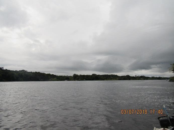 Vista de Montante Vista de Jusante Figura 9. Estação amostral P07. Rio Araguari, à jusante da barragem, na captação da CAESA. Julho de 2018. 6.