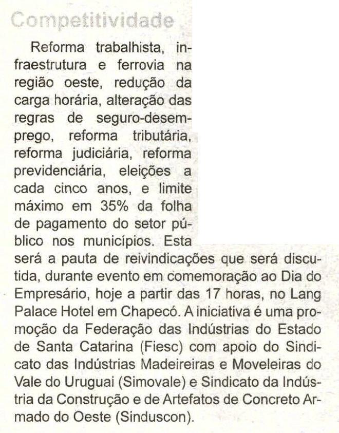 Título: Competitividade - Data: 25/07/2013 - Veículo: Gazeta da