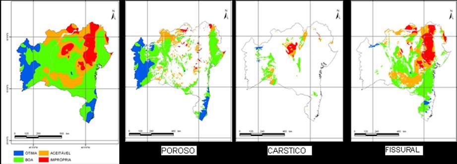 4.2.1 - As Áreas de Desertificação Indicadas as áreas de estudo repetem o comportamento do estado, apenas a região de Jeremoabo apresenta baixa vulnerabilidade na região da bacia sedimentar.