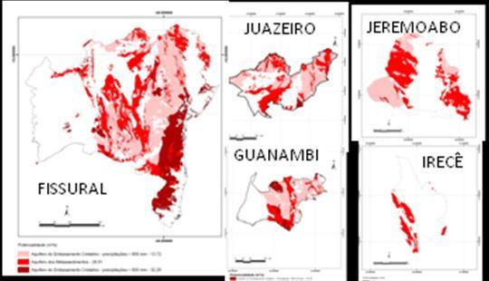 Figura 19 - Qualidade dos aqüíferos fissurais da Bahia e áreas de estudo.