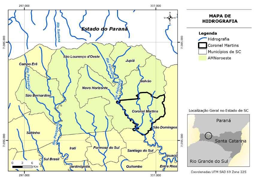 sub-bacias dos seguintes rios: Chapecózinho, Bonito, Saudades/Jupiá, Burro Branco e Saudades.