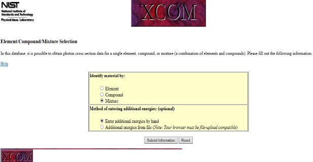 51 3.1.1 Simulação determinística 3.1.1.1 Software XCOM O software XCOM é um banco de dados da web, desenvolvido pela NIST (National Institute of Standards and Technology), que permite calcular