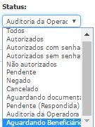 Os resultados irão apresentar botões do tipo chave, que permitem alternar a informação do andamento da situação da guia por parte do prestador.