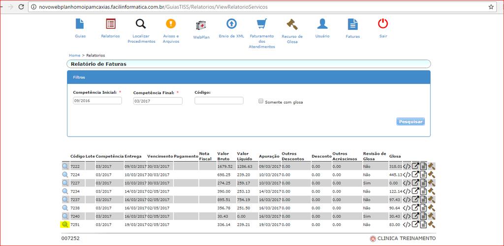 Figura 44 pesquisa de faturas fechadas 6.