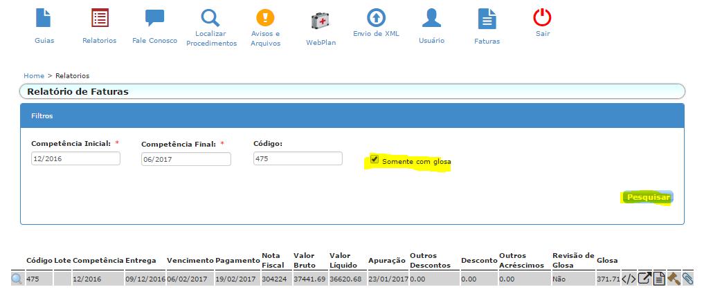 7.3.4 Na opção são demonstrados todos os procedimentos pagos em uma determinada fatura. Figura 70 extrato de pagamento 7.