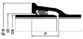 141 Dimensões Travada Interna - JTI Dimensões e Massas DE DI P B Massas do Anel de Borracha mm mm mm mm mm 80 98,0 101,0 92,5 168,0 0,200 100 118,0 121,0 94,5 189,0 0,260 150 170,0 173,0 100,5 243,0