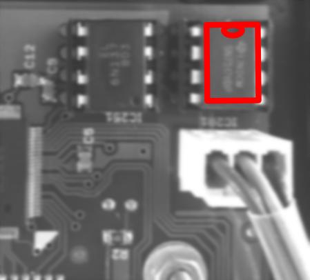 No caso de queima (não haverá mais sinal na saída) o mesmo deverá ser substituído, poderão ser usados os circuitos integrados código: SN75176BP ou SN75176AP, verifique o modelo usado na interface,
