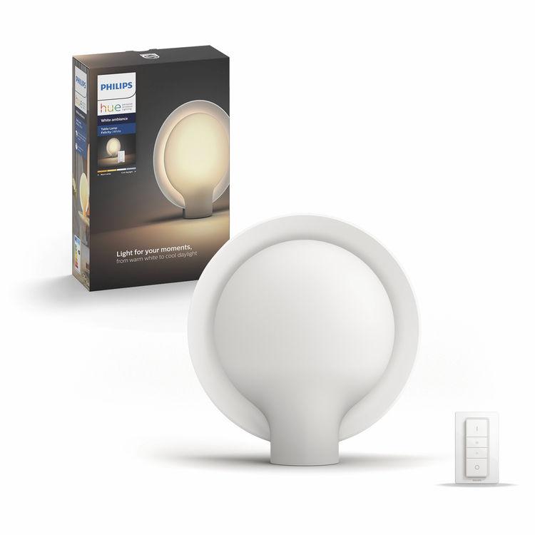 PHILIPS Luz ambiente branca Hue Candeeiro de mesa Felicity Regulador incluído E27 Branco Controlo inteligente com a ponte Hue*