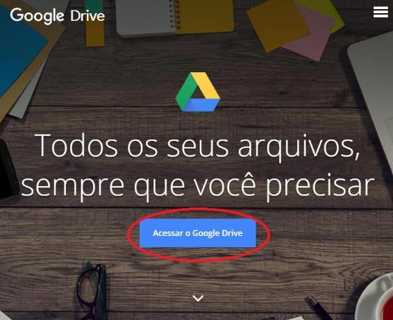 2ª Opção: GOOGLE DRIVE 1. Acesse o site https://www.google.com/drive/.