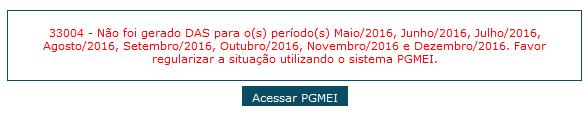 Após ter clicado no botão Acessar PGMEI, e ter emitido os DAS que estavam faltando, o contribuinte conseguirá acessar a declaração.