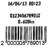PESAGEM Informações na etiqueta: Data; Hora; Código numérico de 12 dígitos; Peso bruto; Código de Barras: Código EAN 13;