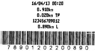 barras: Sem código de barras; MODELO 2 - ETIQUETA DE PESAGEM Informações na etiqueta: Data; Hora;