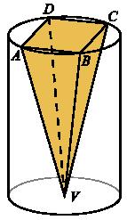 . afirmação é falsa, pois a intersecção de dois planos concorrentes (não coincidentes) é uma recta. No caso, é a recta que contém o ponto V e é paralela à recta D. O raio da base do cilindro é r m.