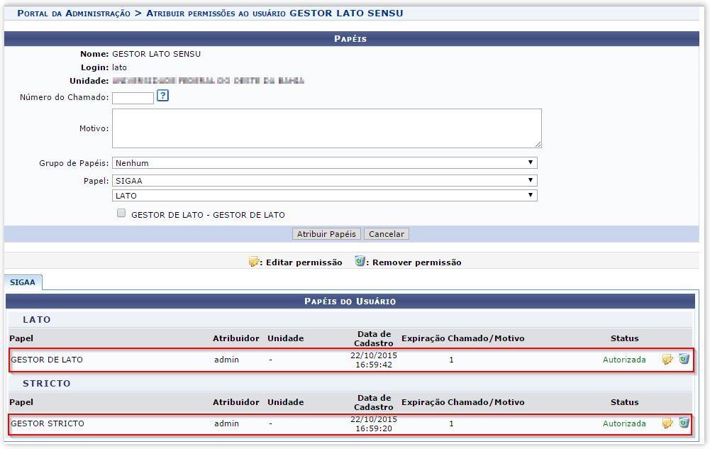 Definições de Papeis (Perfis de Usuário) O sistema SIG trabalha com definições de perfil de usuário (papel) e estes são utilizados para definir o tipo de acesso às demais ferramentas para cada tipo