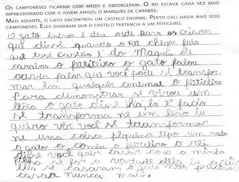 Página81 Um exercício de Análise a Partir de Produções de Alunos Exemplo 1 Tomemos o texto a seguir e vamos analisá-lo. Trata-se da reescrita de parte do conto O Gato de Botas.