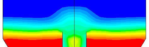 1 Fração de volume de sólidos para o leito de jorro (He =16cm e Hd = 4cm).