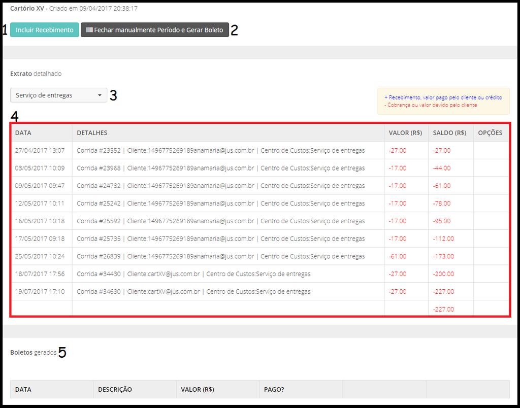 DETALHADO DA EMPRESA Menu->Financeiro->Empresas->Visualizar Visualização do contas a receber, baixar um valor e gerar boleto 1Para baixar um valor recebido diretamente de algum cliente em outra forma