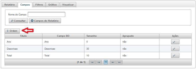 19.6 Ordenar campos do relatório a. Para alterar a ordem dos campos, clique no botão ; b.