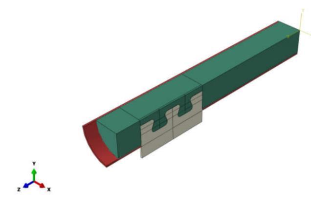 Figura 14: Modelo Numérico do Pilar Misto com o uso do Conector Crestbond Após a modelagem do pilar misto tubular com o Crestbond, foi realizada a análise térmica na estrutura A Figura 15 mostra como