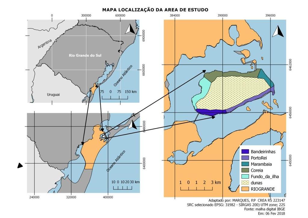 2 Atlântico e da Lagoa dos Patos que permitem a presenças de várias espécies durante o ano (Imagem 1). Imagem 1. Mapa de localização da Ilha dos Marinheiros.