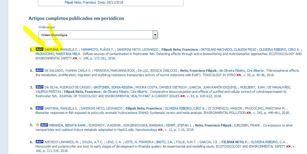 Sugiro entrar no seu CV Lattes e anotar os artigos