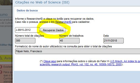 Após adicionar sua produção no RESEARCHERID, acesse seu